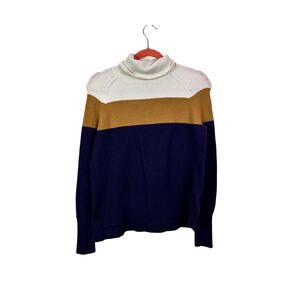 J Crew Sweater Womens XXSmall Turtleneck Color Block Stripe Wool Blend Soft Yarn